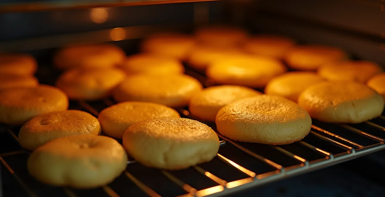 Accras disposés sur une grille de four en train de retrouver leur croustillant