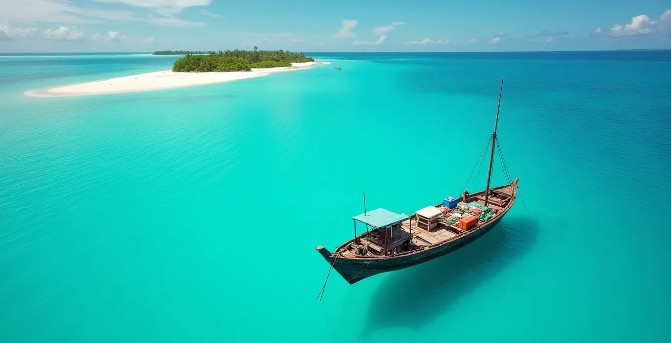 Goélette approvisionnant un atoll isolé en Polynésie française