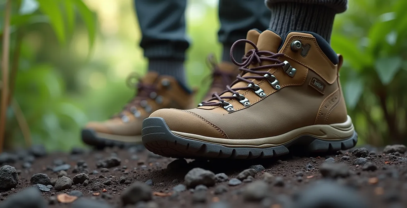 Kit de soins pour pieds avec crèmes et chaussettes en mérinos pour trek tropical